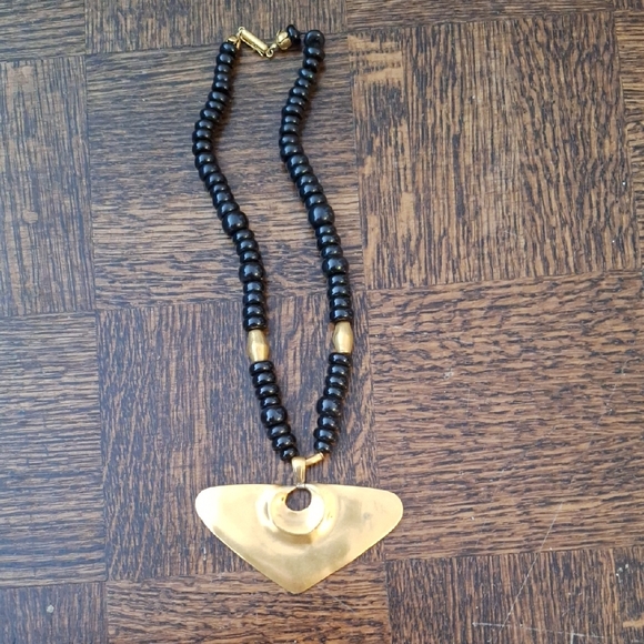 Jewelry - Elegant Black Bead and Brass Necklace